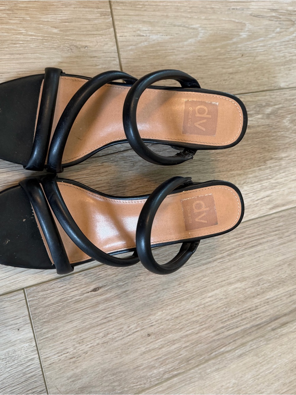 Dolce Vita Black Triple-Strap Slide Heels